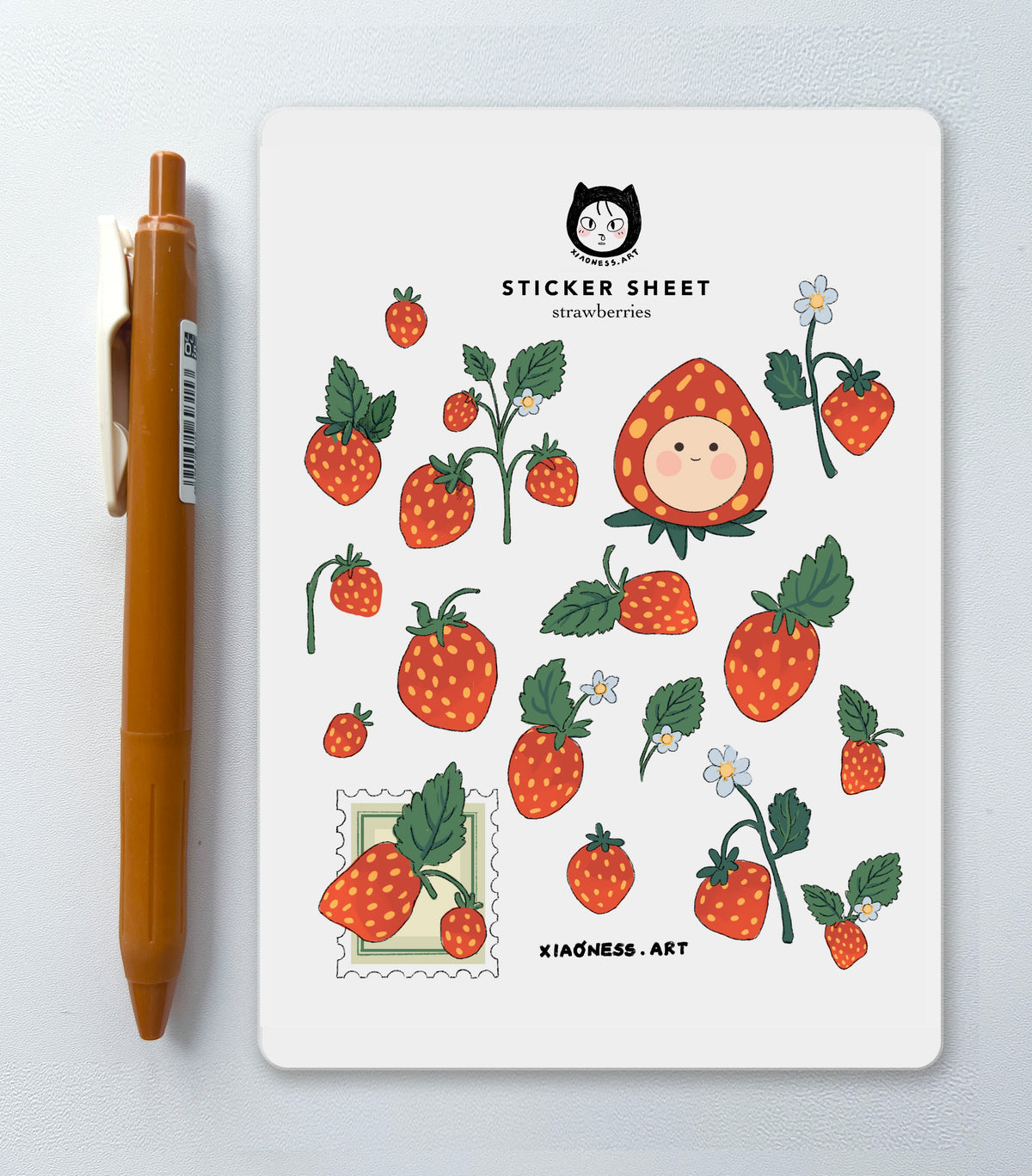 Strawberry Mascot Sticker Sheet
