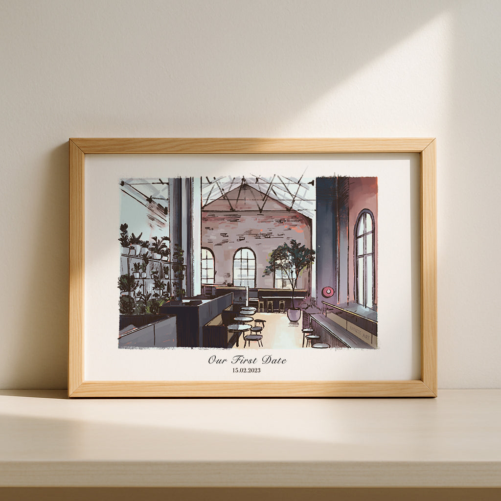 First Date Venue Painting | Personalized Anniversary Gift for Couples