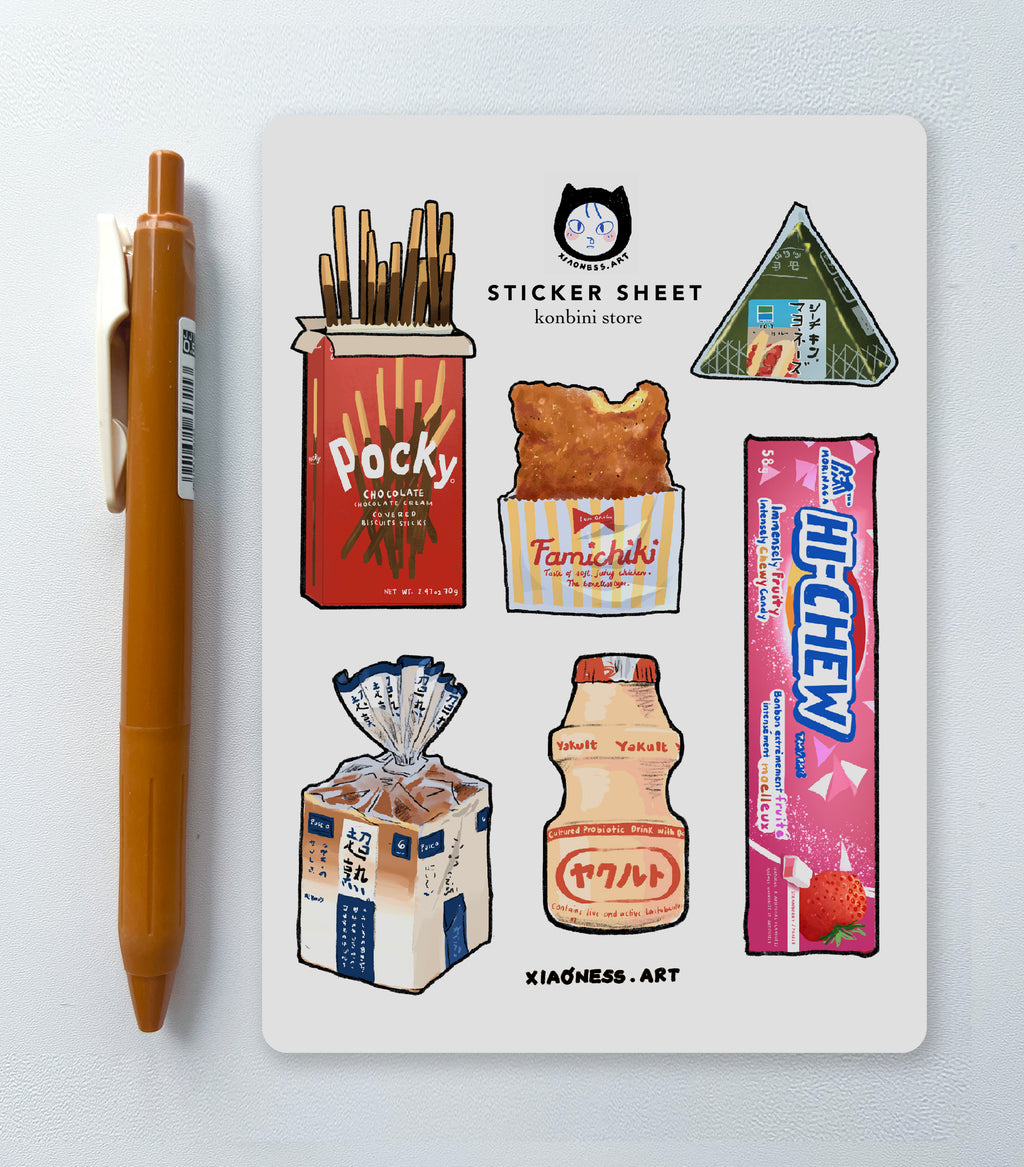 Japanese Convenience Store Sticker Sheet | Konbini Food Snack Sticker Pack