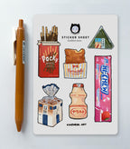 Japanese Convenience Store Sticker Sheet | Konbini Food Snack Sticker Pack