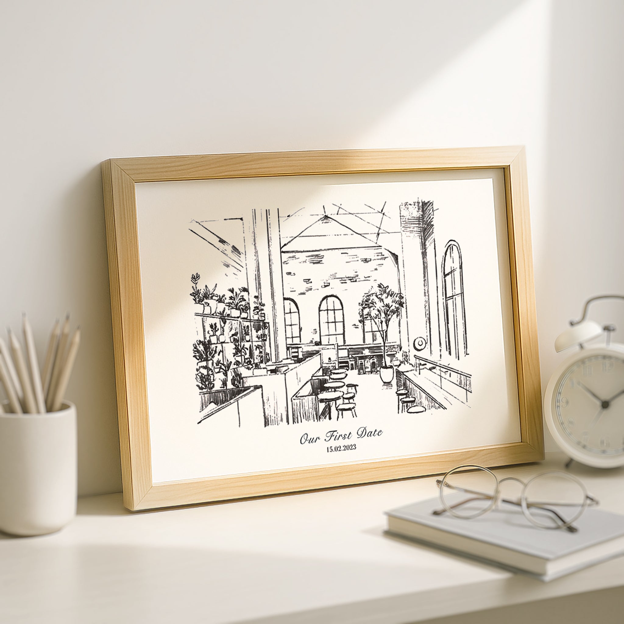 First Date Venue Painting | Personalized Anniversary Gift for Couples